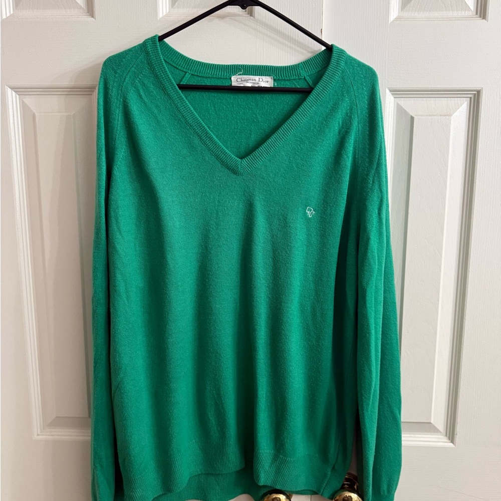 Dior Vintage Emerald V-Neck Sweater